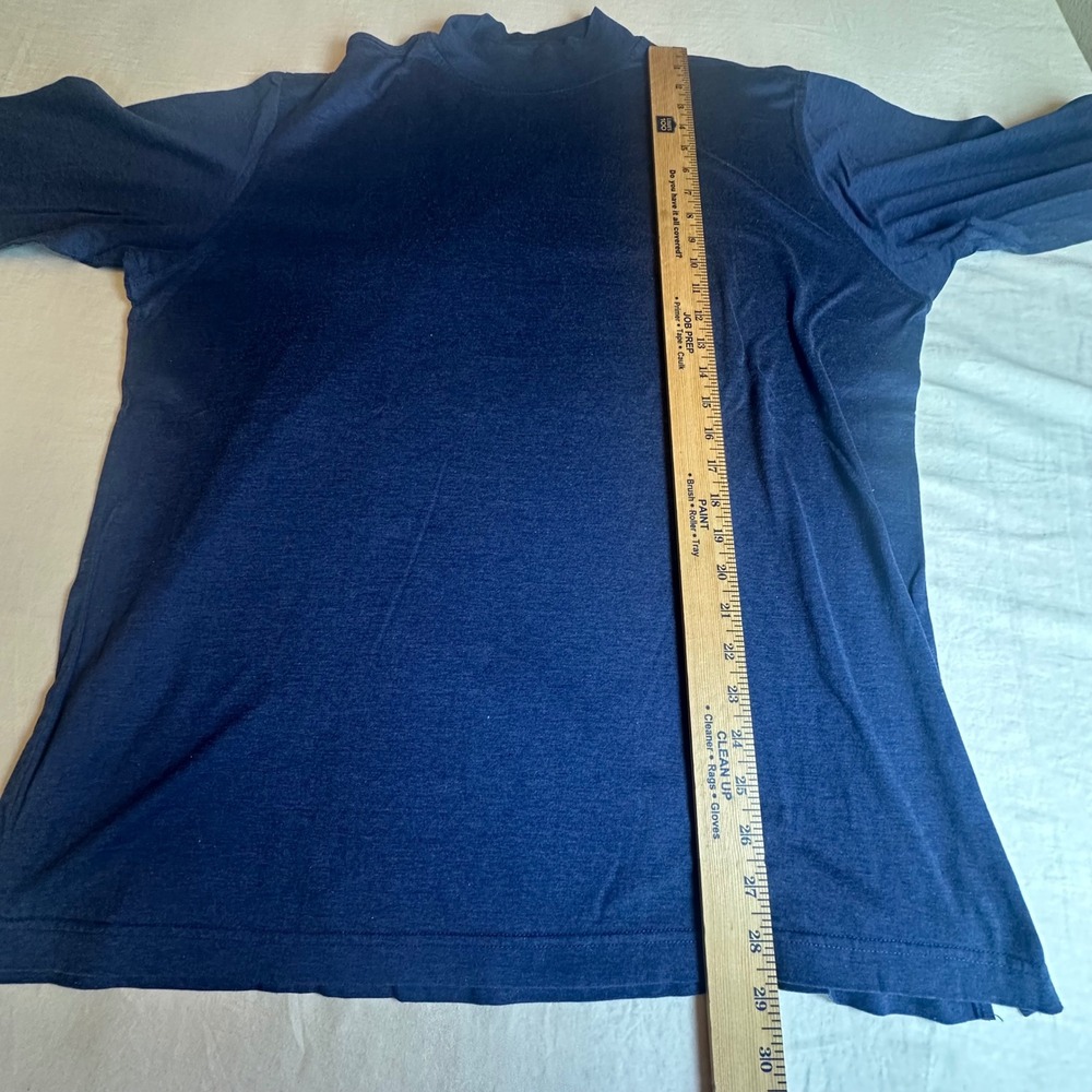 Pronto Uomo Mock Neck Long Sleeve T Shirt 100% Mercerized Cotton Navy Blue SZ M - Picture 3 of 7